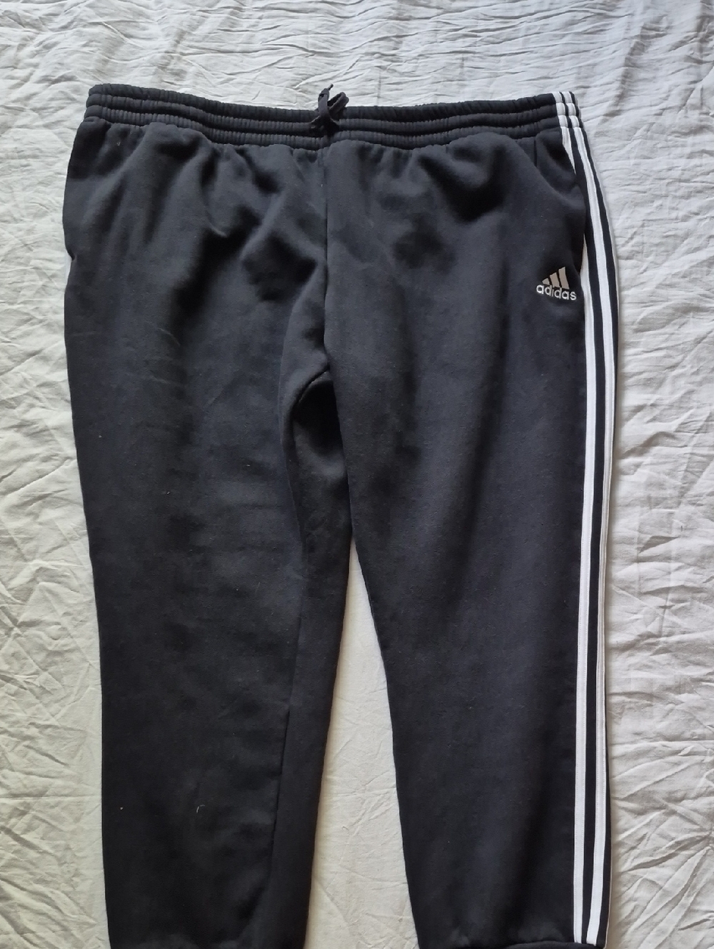 Adidas Black Jogger Pants with White Three-Stripe